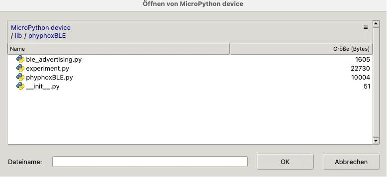 Ordnerstruktur mit phyphoxBLE-Bibliothek